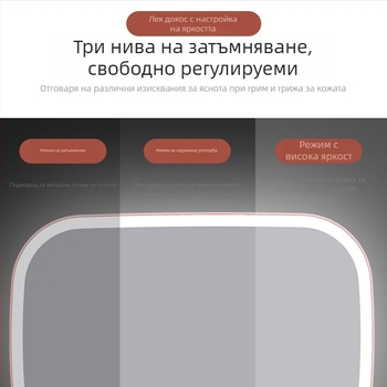 LED огледало за грим в кола със светлина, сензорно управление, монтаж snap-on, универсална съвместимост, ABS + HD стъкло