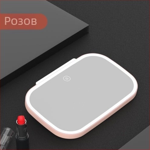 LED огледало за грим в кола със светлина, сензорно управление, монтаж snap-on, универсална съвместимост, ABS + HD стъкло