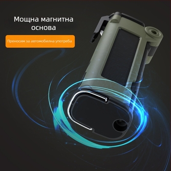 Автомобилен чук за аварийно счупване на стъкло с LED фенерче и аварийно осветление, магнитно закрепване, нож за срязване на колан, ABS