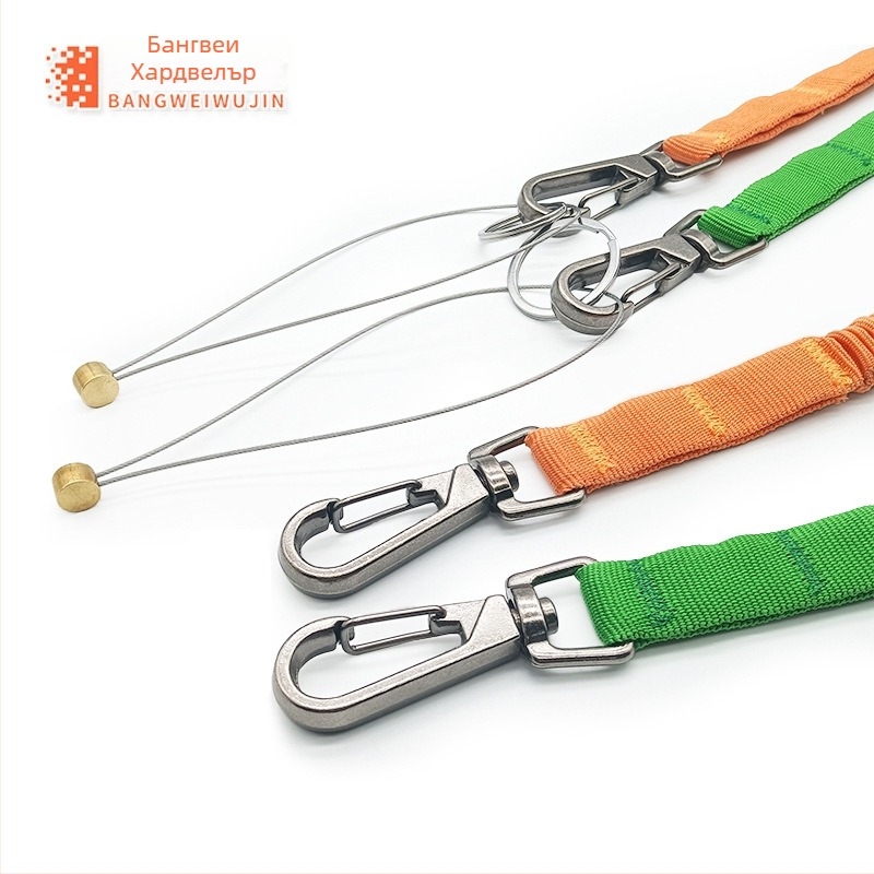 Безопасно въже за работа на височини – Bangwei, полиестер/стоманено жило, тип: въже за сигурност; характеристики: против падане, позициониране, телескопична еластичност