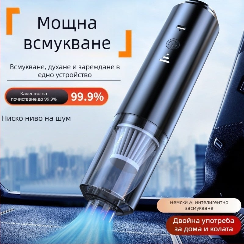 Портативна автомобилна прахосмукачка 2-в-1: всмукване и духане, мини размер, 36V, 50W, 2600Pa, безжично презареждаема