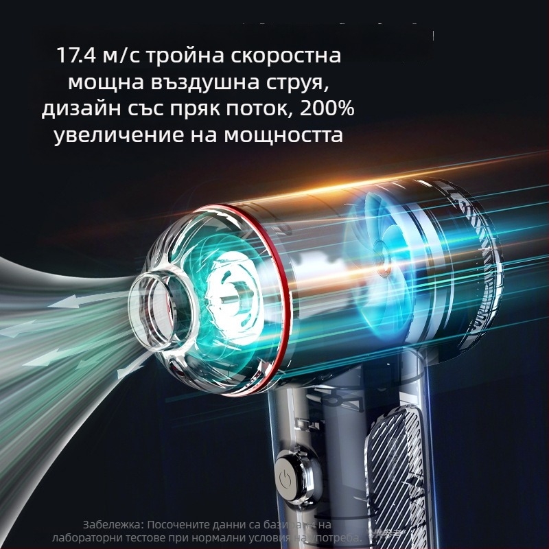 Преносим ръчен автомобилен вакуум с безжично всмукване и функция за духане на прах – безжичен, 5V, 110W, 6000Pa
