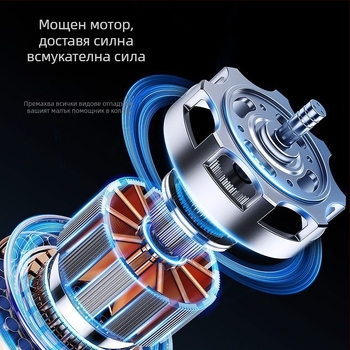 Вакуум за автомобил, безжичен, преносим, ръчен, 60W, 11000 Pa, презареждащ се