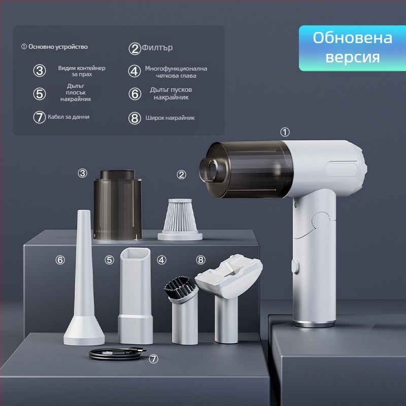 Преносима прахосмукачка за дома и кола, безжичен духач и всмукване, двойна функция, батерийно захранване, 6000 Па, 80 W, ≤36 V