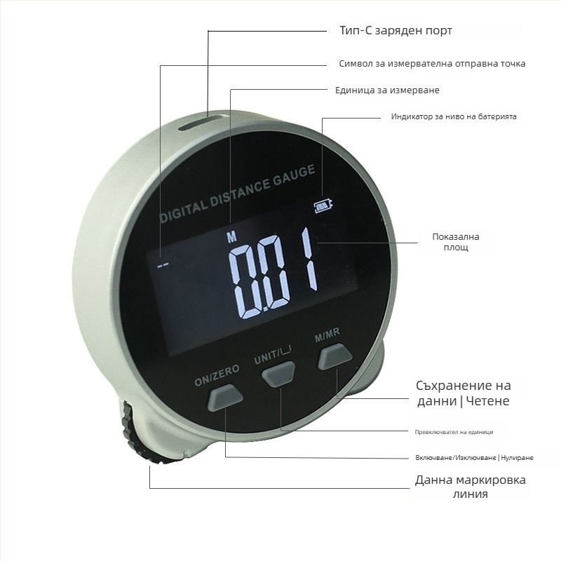 MAKLE Електронна ролкова измервателна лента с цифров дисплей за радиуси на цилиндрични повърхности – многофункционален измервателен инструмент