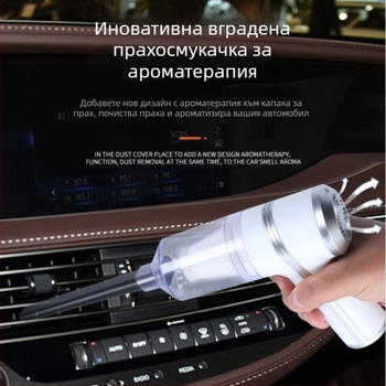 Безжична прахосмукачка за автомобили за мокро и сухо почистване – презареждаема, 70W, 7.4V, 6000Pa, 200 cm кабел, компактна преносима