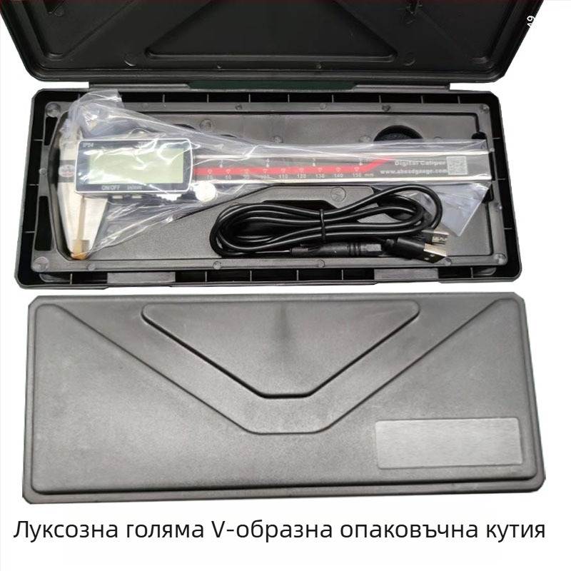 ahead дигитален штангенциркул от неръждаема стомана, презареждащ се, много голям екран, висока прецизност
