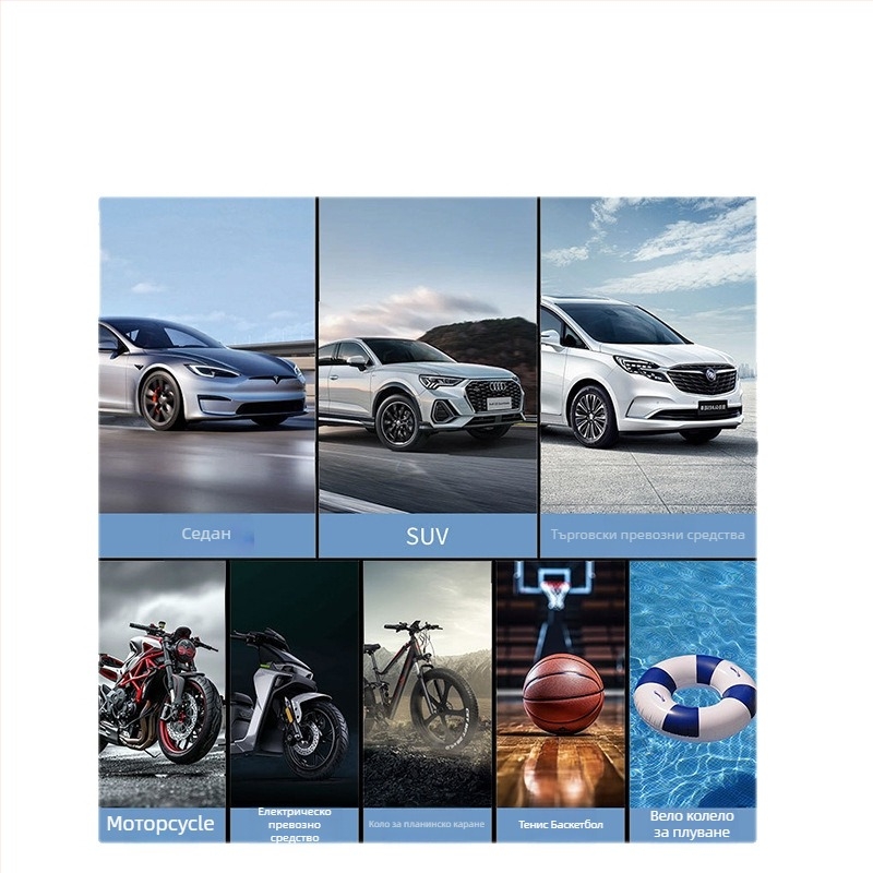 Помпа за гуми за автомобил с двойни цилиндри, метална, 12V, 130W, 40 л/мин, с манометър за налягането и LED осветление