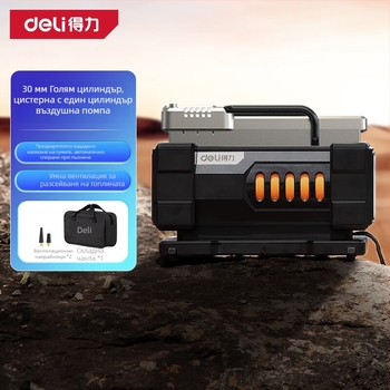 Автомобилен инфларатор с цифров дисплей, еднокамерен цилиндър, 12V, 120W, 25 л/мин