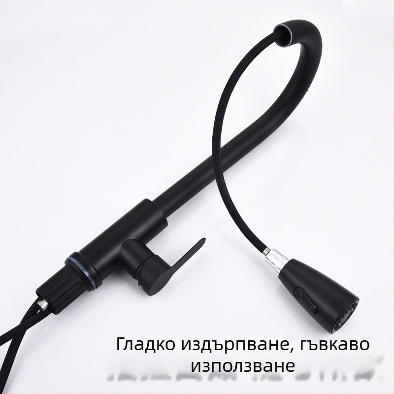 Издърпващ се кухненски смесител, 304 неръждаема стомана, JingChi модел 8502, керамичен клапан, вход/изход 15 мм
