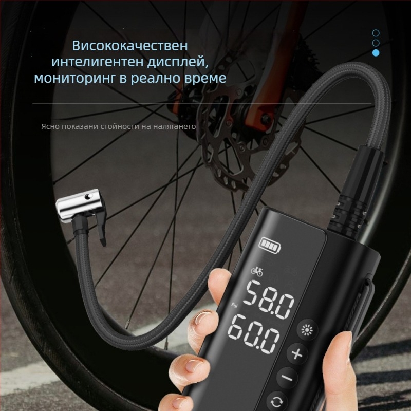Автомобилна помпа за въздух – безжична, преносима, автоматично изключване, цифров дисплей, USB зареждане; 12V, 100W, 25 л/мин, 5–20 мин непрекъсната работа