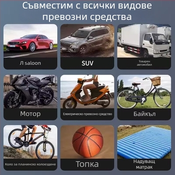 Преносима безжична автомобилна помпа за въздух — цифров дисплей, 12V, 100W, 25 л/мин, тегло 450 g