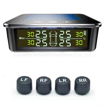 Соларна безжична TPMS система за мониторинг на налягането в гумите — за автомобили, RV и SUV, цифров мини дисплей, диапазон 0-8 bar, вградена конструкция