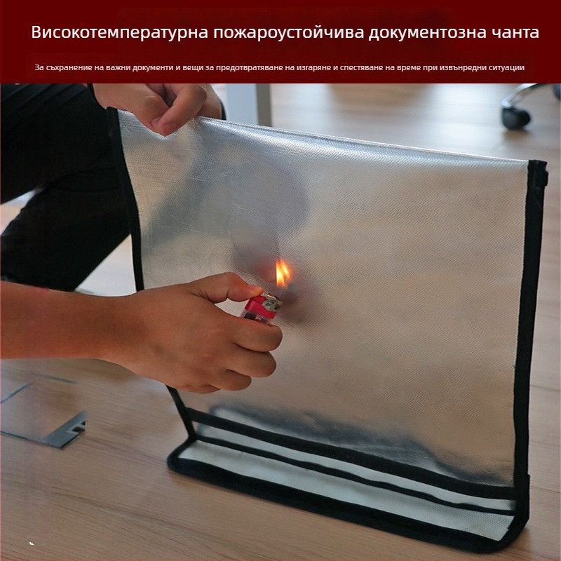 Пожароустойчив документен калъф Kaixiu — огнеупорен материал, цип, наклонена форма