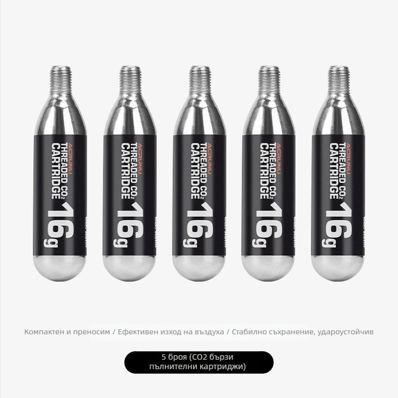 ACRUNU CO2 инфлатор за пътен велосипед с визуален манометър, алуминиева сплав, съвместим с Presta/Schrader клапани, 130 г