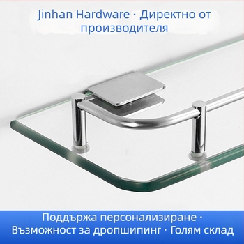 Стенен стелаж за баня от неръждаема стомана с полирана повърхност, модел Bathroom Glass Storage Rack, произход Guangdong, модерен минималистичен стил