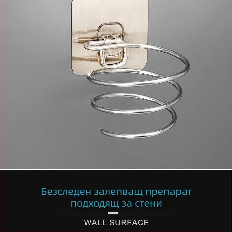 Държач за сешоар от неръждаема стомана, полирано покритие, 3-етажна конструкция, модел A1, носимост 3 кг, модерен минималистичен стил