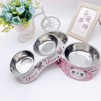 Двойни купи за котки и кучета от меламин и неръждаема стомана, удароустойчиви и лесни за почистване