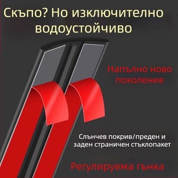 Уплътнителна лента за автомобил, универсална, за слънчев покрив и предно/задно стъкло, гума, Т-образна