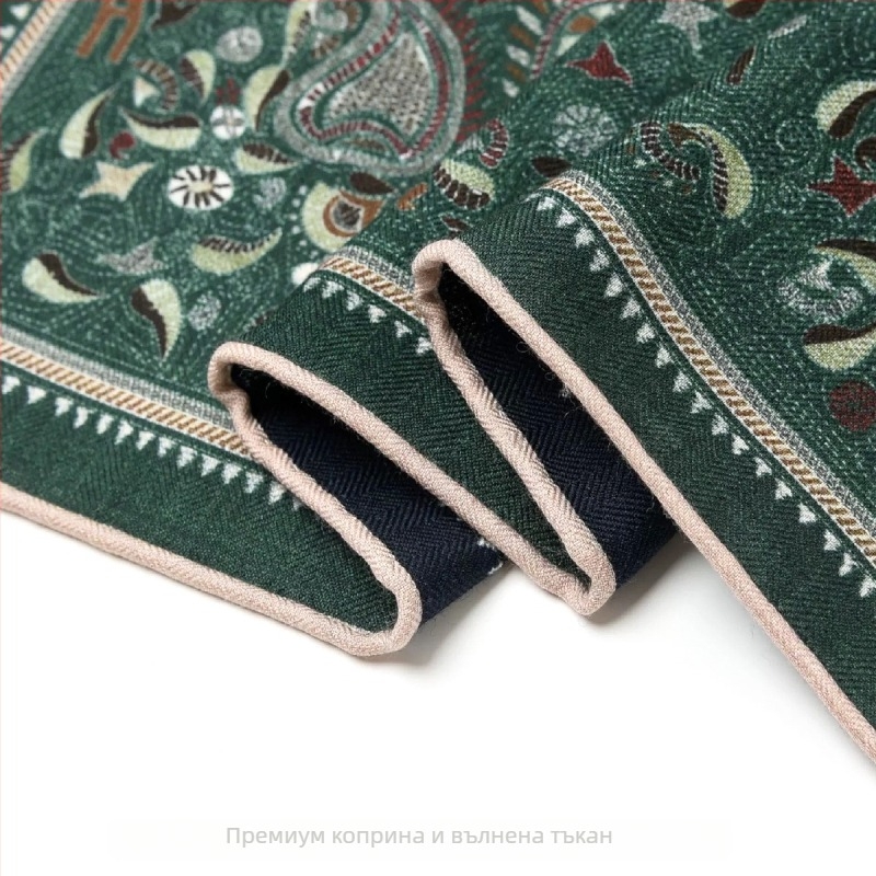 Bentley копринено-вълнен квадратен шал, преплетена плетка, INS стил, джобен шал