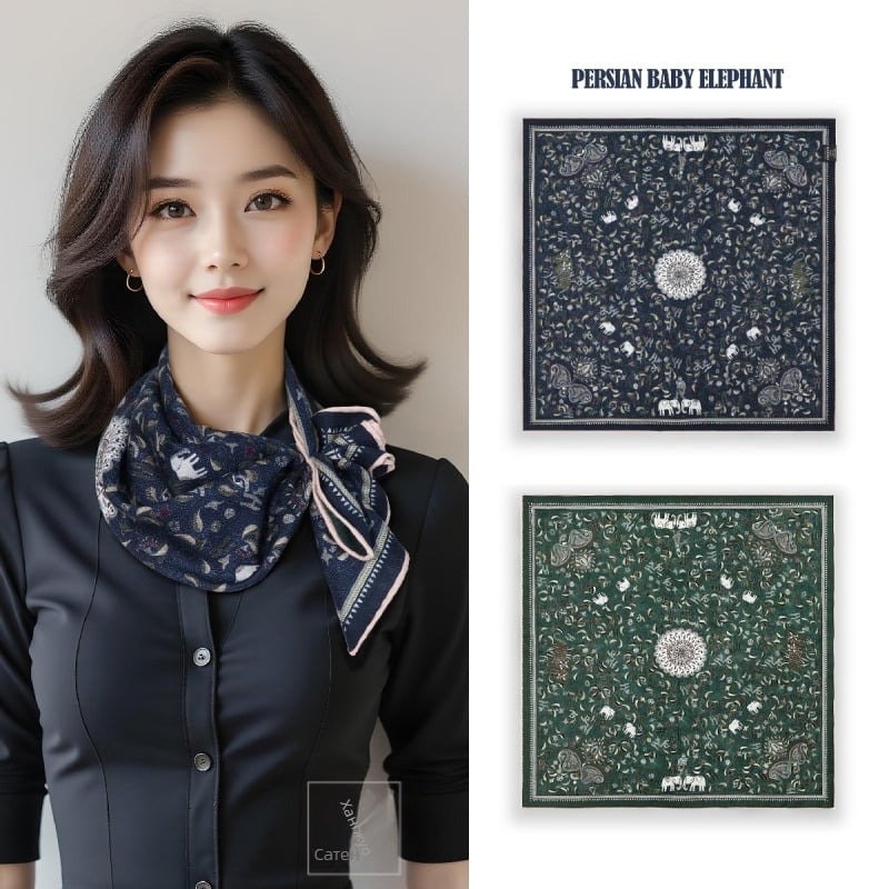 Bentley копринено-вълнен квадратен шал, преплетена плетка, INS стил, джобен шал