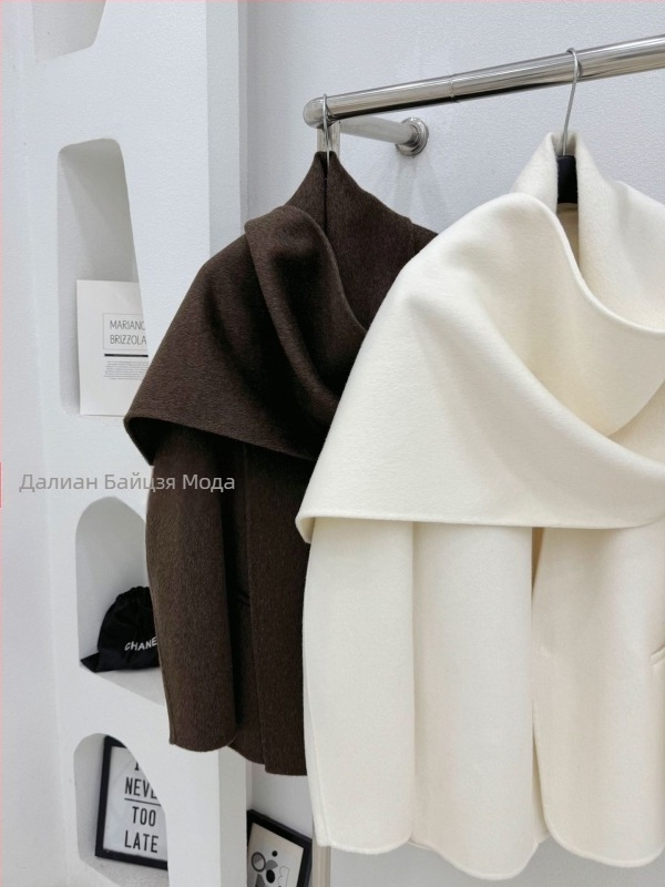 Дамско палто от вълна и якова вълна със яка-шал, двустранно вълнено, къс модел, японско-корейски ежедневен стил