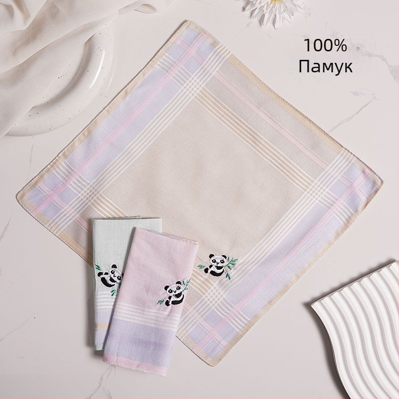 Женски джобен квадрат с бродирана панда (Unique; за възрастни; сплав; пролет 2025)