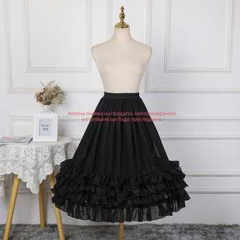 Lolita пола със средна дължина, рибена кост (бондинг) и набрани ръбове, подплата, bustle стил с три пръстена от стомана, двупластов плат, регулируема