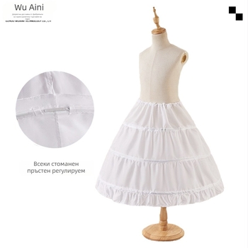 Детска принцова рокля за сценично изпълнение с метален пръстен за подпора, рибена кост за поддръжка, регулируема пухкава пола — Пролет 2025