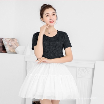 Cosplay Lolita Fishbone пола с двойна стоманена подплата, шифон