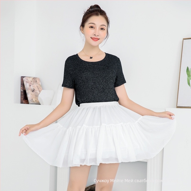 Cosplay Lolita Fishbone пола с двойна стоманена подплата, шифон