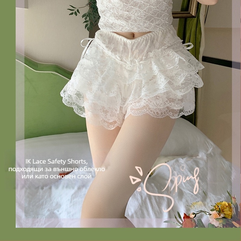 Дантелени панталони‑блумиери с дишащ тънък плат, Lyocell (Tencel) и Spandex, свободна кройка