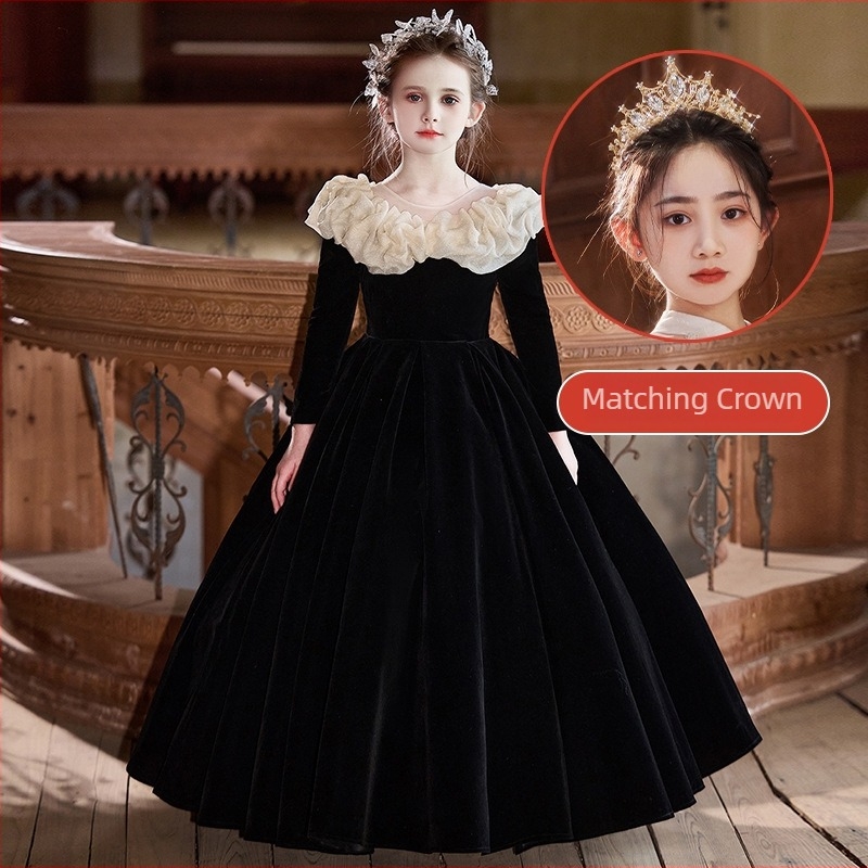 Детска рокля принцеса за сватбена цветница и пиано изпълнение — основна тъкан: зайче пух (91–95%), смесени химични влакна, подплата полиестер