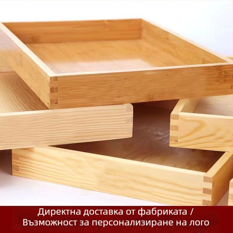 Дървена правоъгълна тава за витрина на хлебни изделия, масивно дърво, модерен минималистичен стил