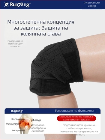 Коленни протектори с пателарна лента Runyang – защита на коляното за бягане и катерене, изработени от найлон, спандекс, полиестер и EVA (Материали: найлон, спандекс, полиестер, EVA; За коляното; Подходящи: бягане, катерене)