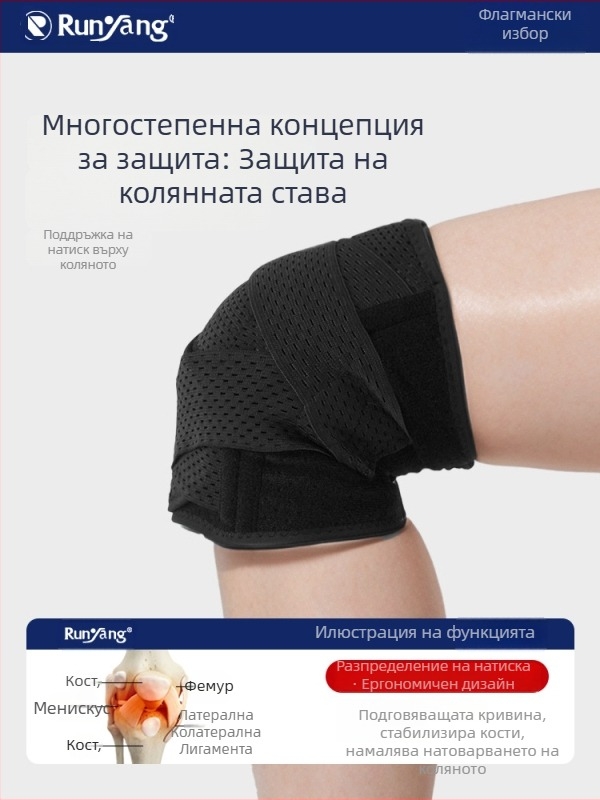 Коленни протектори с пателарна лента Runyang – защита на коляното за бягане и катерене, изработени от найлон, спандекс, полиестер и EVA (Материали: найлон, спандекс, полиестер, EVA; За коляното; Подходящи: бягане, катерене)