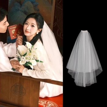 Булчински воал за снимки, къс пухкав дизайн, аксесоар за регистрация на сватба, лято 2021, Марка: Други, на склад