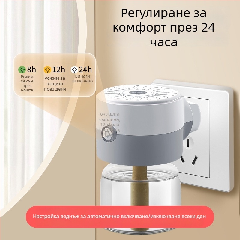 Електрически нагревател за репелентна течност против комари, с таймер и постоянна температура, безопасен при прегряване — Cat Neighbor, твърда форма, Спецификация A, Без аромат, Нетоксичен