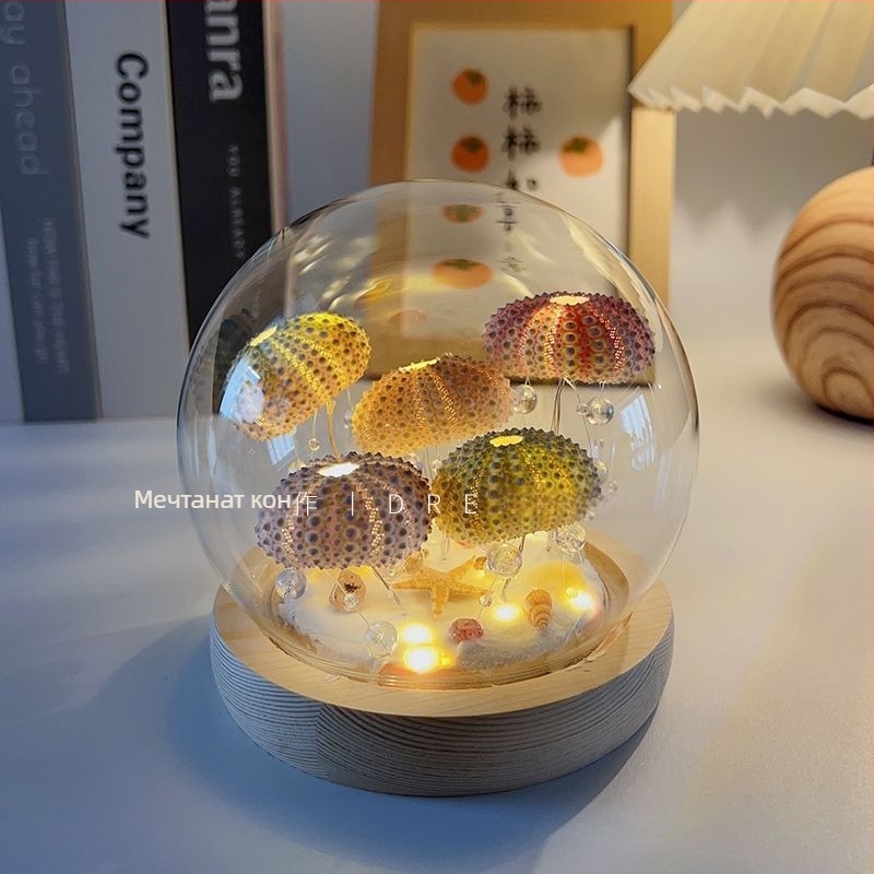 Лампа с морски таралеж и медуза – DIY комплект за материали, LED нощна светлина за настолен декор