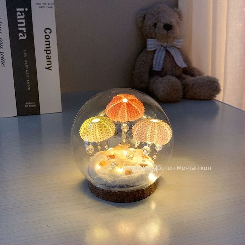 Лампа с морски таралеж и медуза – DIY комплект за материали, LED нощна светлина за настолен декор