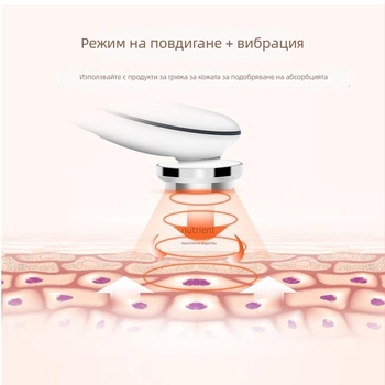 Устройство за инфузия на есенция за лице с ултразвук и червено/синьо светлина за подмладяване на кожата