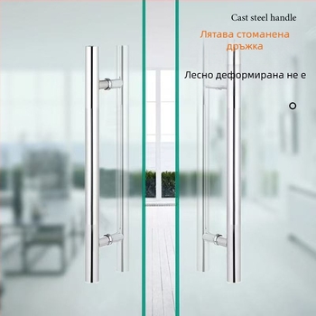 Дръжка за стъклена врата от неръждаема стомана с кръгло тръбно тяло, без рамка, матово полирана повърхност, монтаж върху повърхността за плъзгащи врати, модерен минимализъм