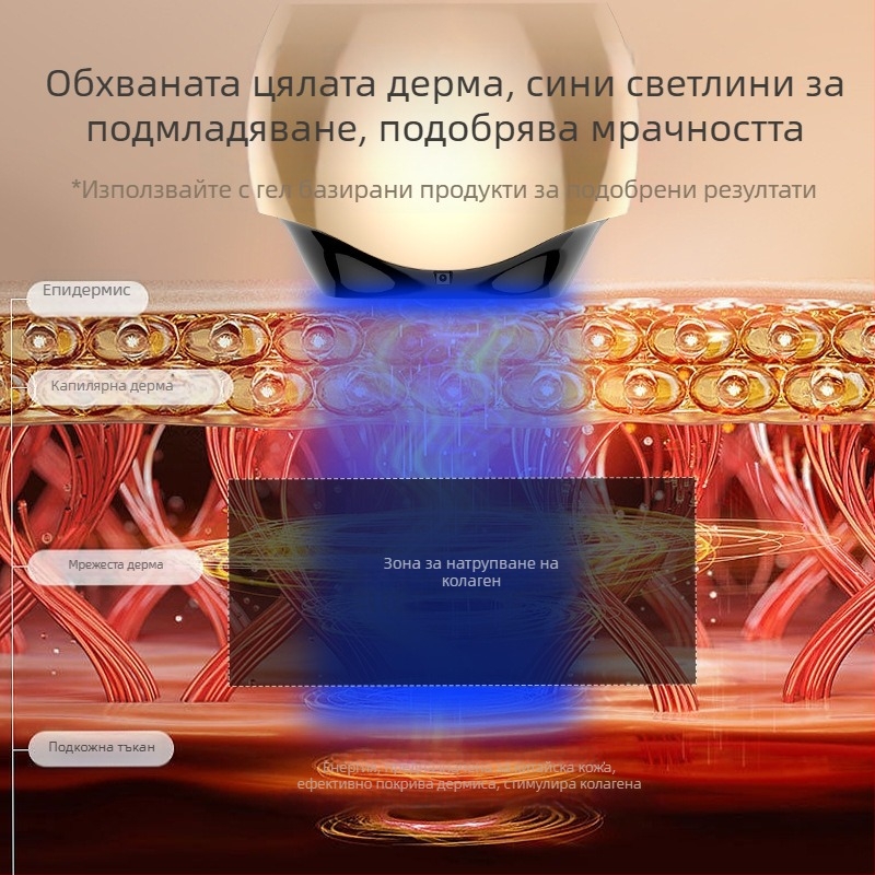 Домашно LED устройство за лице за повдигане и масаж с вибрационно нагряване и колагенова технология, избелване и подмладяване на кожата, IPX7 водоустойчиво, вградена батерия 1200-2000 mAh