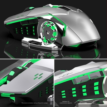 Оптична безжична мишка, двоен режим 2.4G/Bluetooth, 1600 DPI, 6 бутона, USB интерфейс (пет нива DPI)