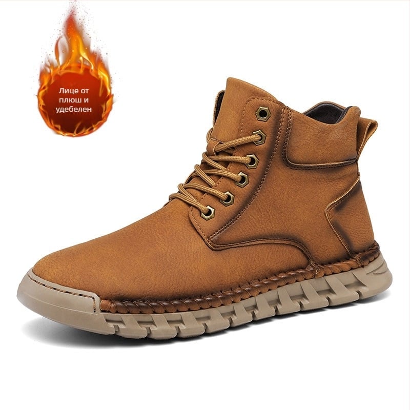 Martin обувки за мъже с PU горна част, гумена подметка, кръгла нос, връзки, есенния сезон