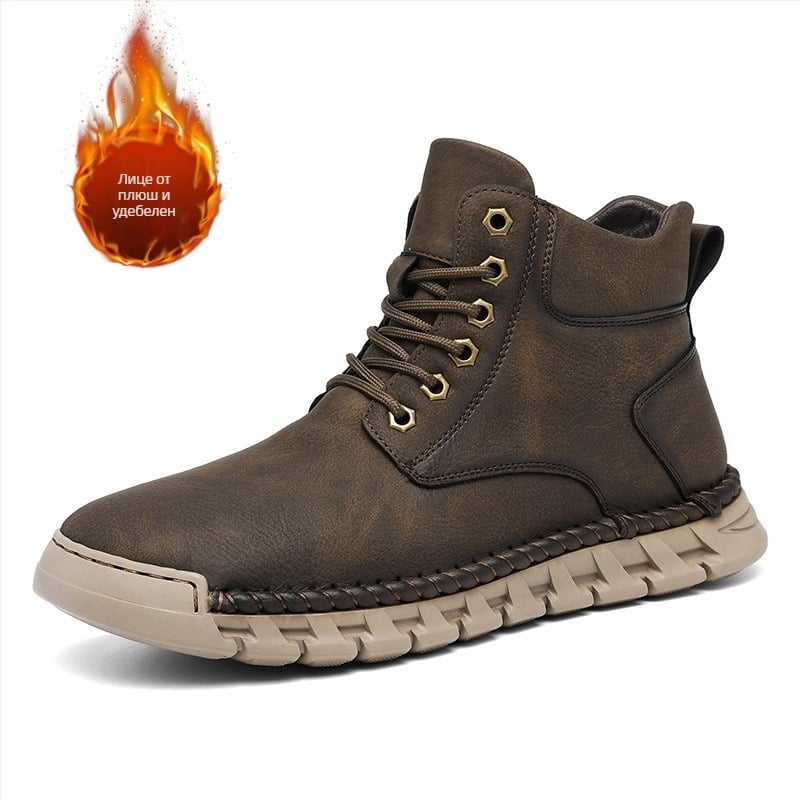 Martin обувки за мъже с PU горна част, гумена подметка, кръгла нос, връзки, есенния сезон