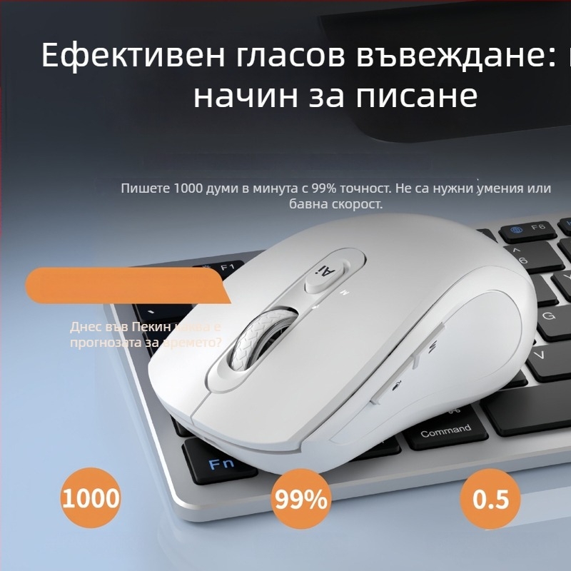 Безжична мишка с 4000 DPI, 6 бутона, USB интерфейс, 2.4G + Bluetooth, вградена презареждаема батерия, ергономичен дизайн