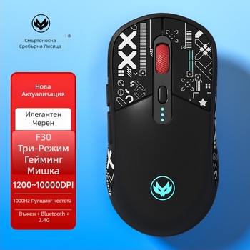 Hot Silver Fox фотоелектрическа мишка – USB интерфейс, 10000 DPI, 6 бутона, жично и 2.4G безжично, презареждаща