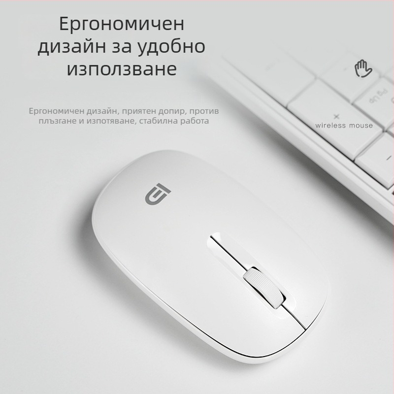 Безжична мишка USB, 2.4GHz безжично предаване, 1000dpi оптично, 3 бутона, ергономичен дизайн