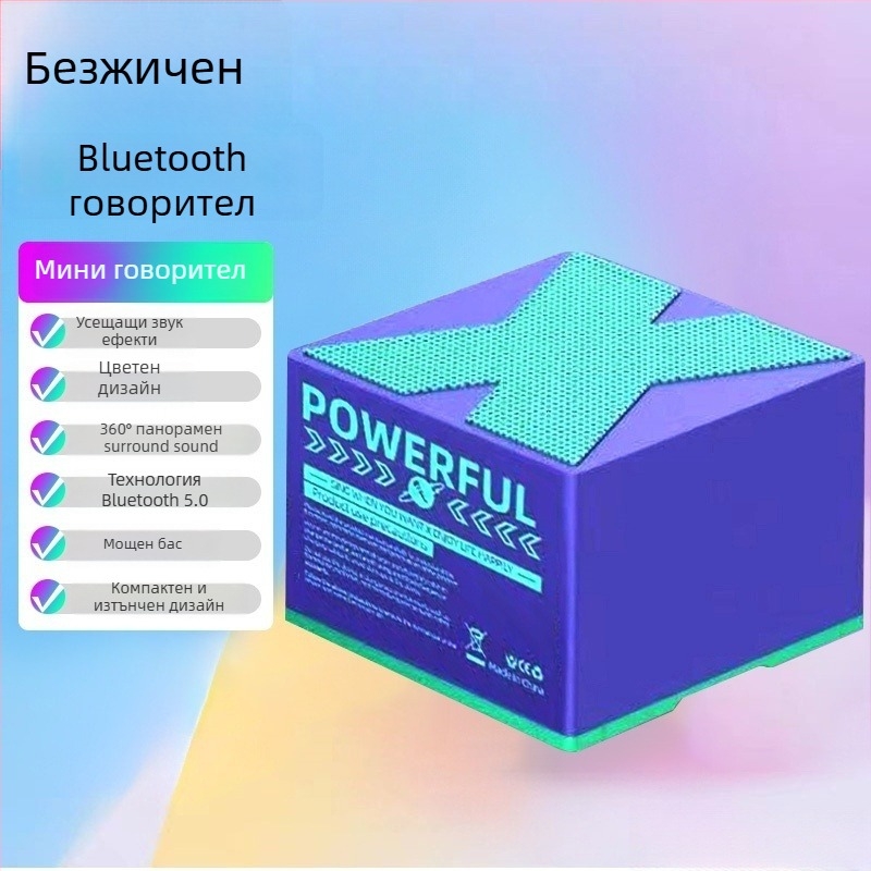 Bluetooth X3 преносим мини говорител за открито – BT 5.0, вградена батерия 300–500 mAh, мощност 5 W, обхват 10 m, SNR ≥70 dB